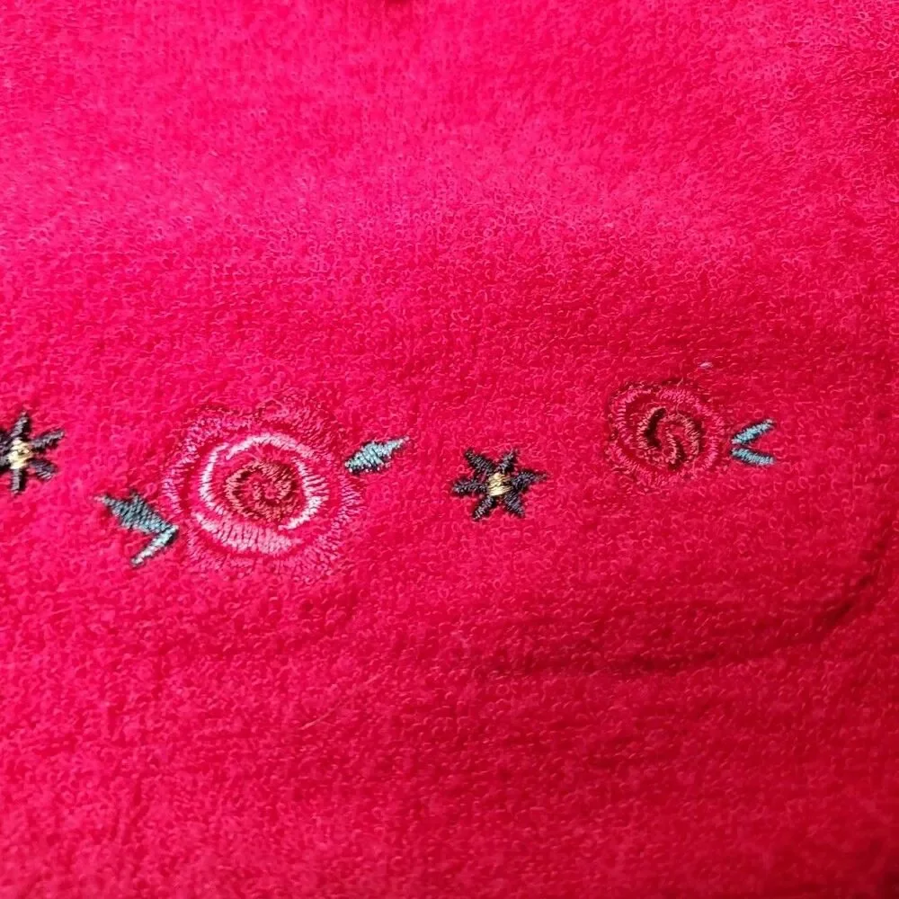 OshKosh 3-6M Cardigan Baby Girl Red Floral Rose Embroidered Vintage Snap Sweater